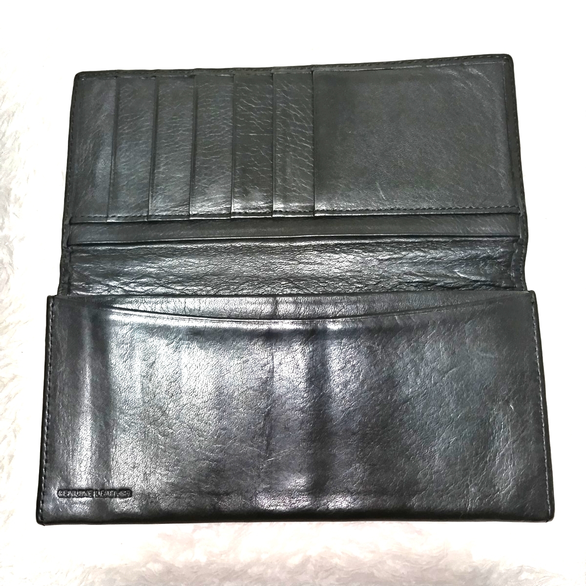 Paul Smith ポールスミス マルチストライプ 型押しロゴ レザー 二つ折り長財布 ロングウォレット ブラック 黒_画像8