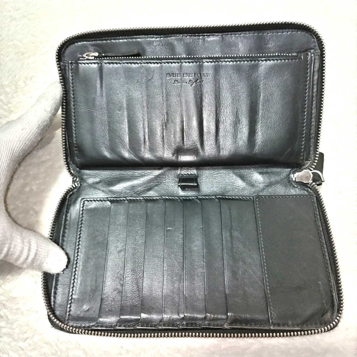 【激レア】BURBERRY バーバリー ペンキデザイン スプラッシュデザイン 総柄 レザー オーガナイザー トラベルウォレット 長財布 イタリア製_画像6