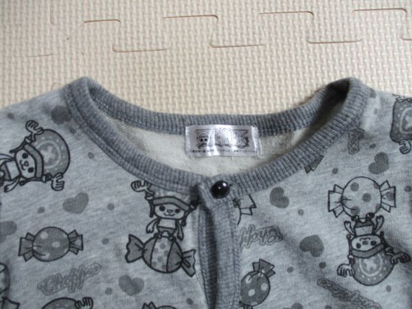 BG763【ONE PIECE・ワンピース】ハート模様など 長袖 薄めジャケット 女児 淡黒 90_画像2