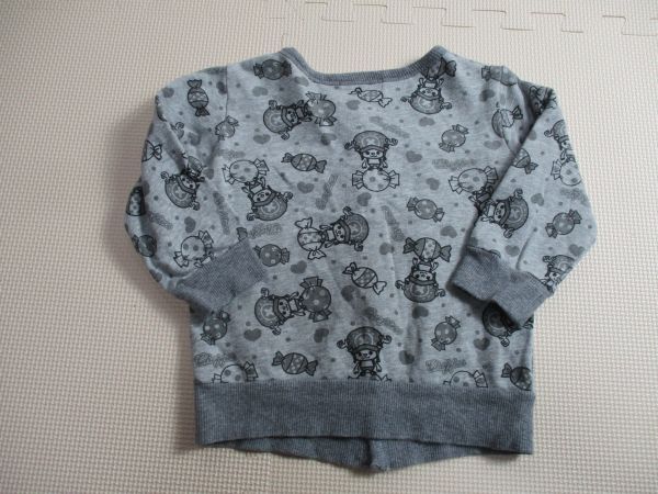 BG763【ONE PIECE・ワンピース】ハート模様など 長袖 薄めジャケット 女児 淡黒 90_画像6