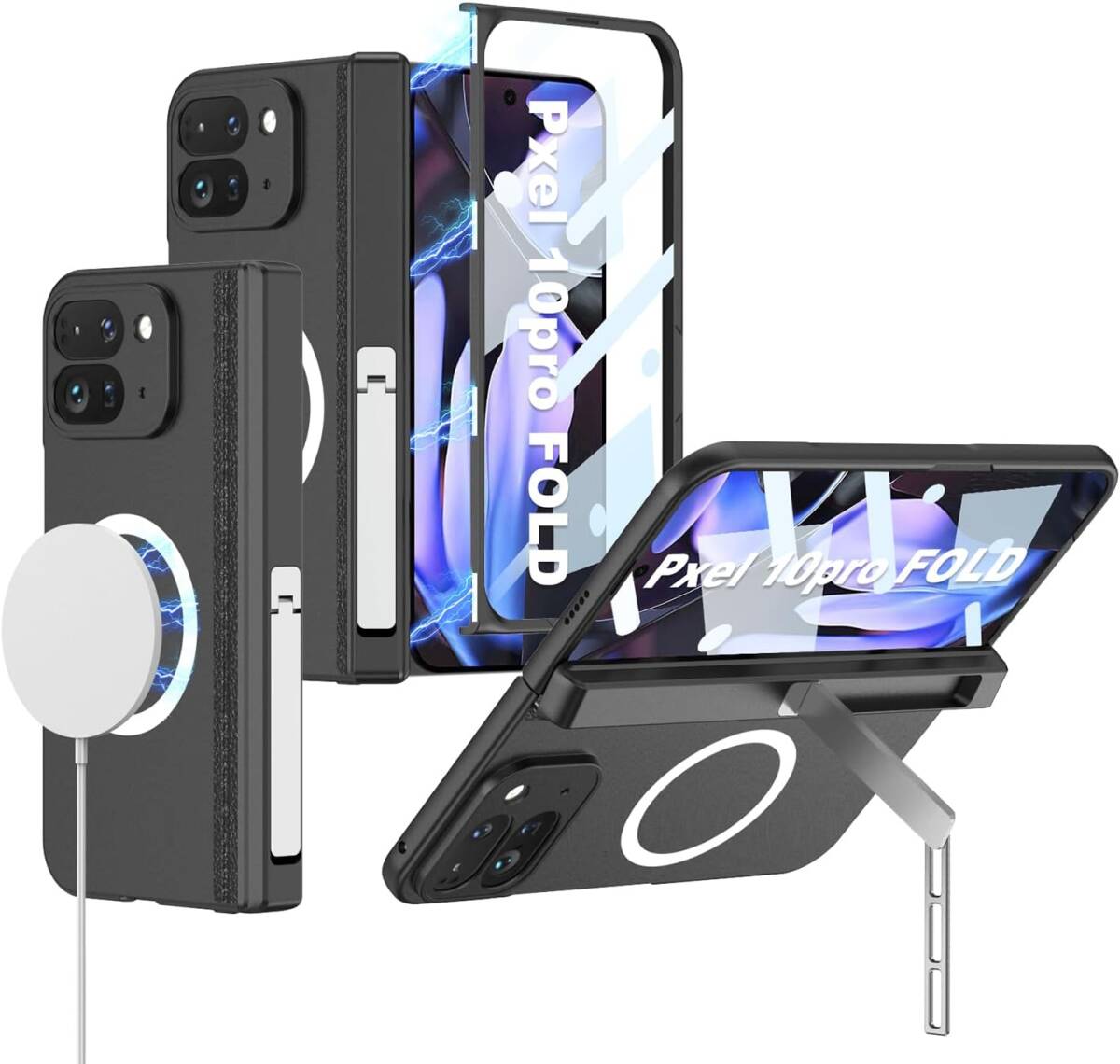 Google Pixel 10 Pro Fold 専用 ケース MagSafe対応 ヒンジ保護 ピクセル10 pro fold カバー OURJOY スマホケース ガラスフィルム付き_画像1