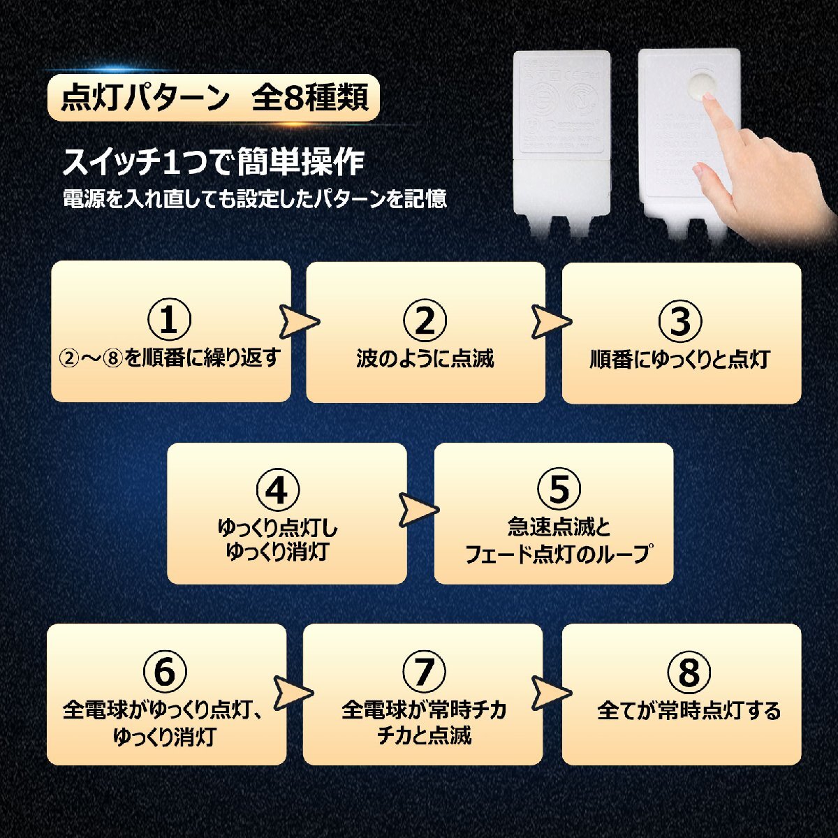 イルミネーション LED500球30M イベント 電飾 ストレート ８パターン 防滴防水 屋外屋内 F30_画像5