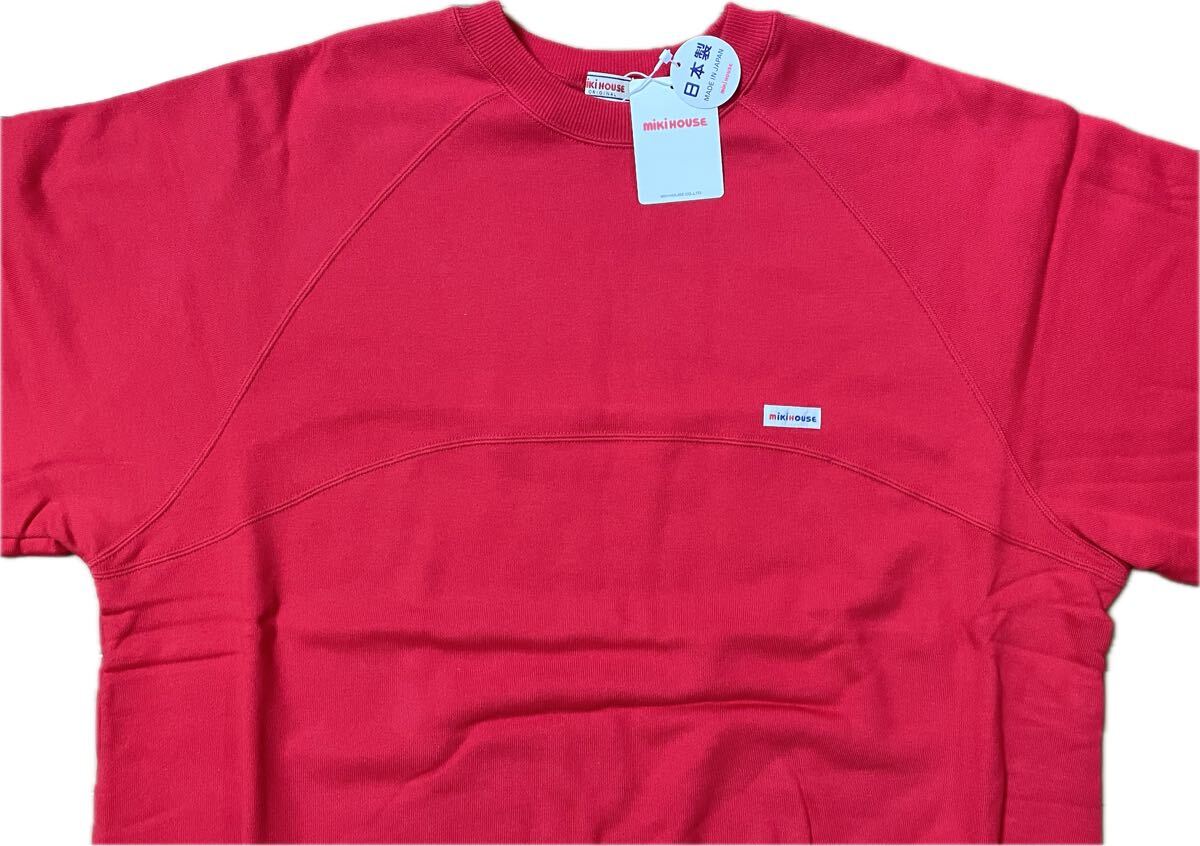 77　新品本物即決【M】ミキハウス　日本製　MIKIHOUSE　大人用ユニセックス男女兼用　バックロゴ長袖トレーナー　赤ブランドトップス50周年_画像5