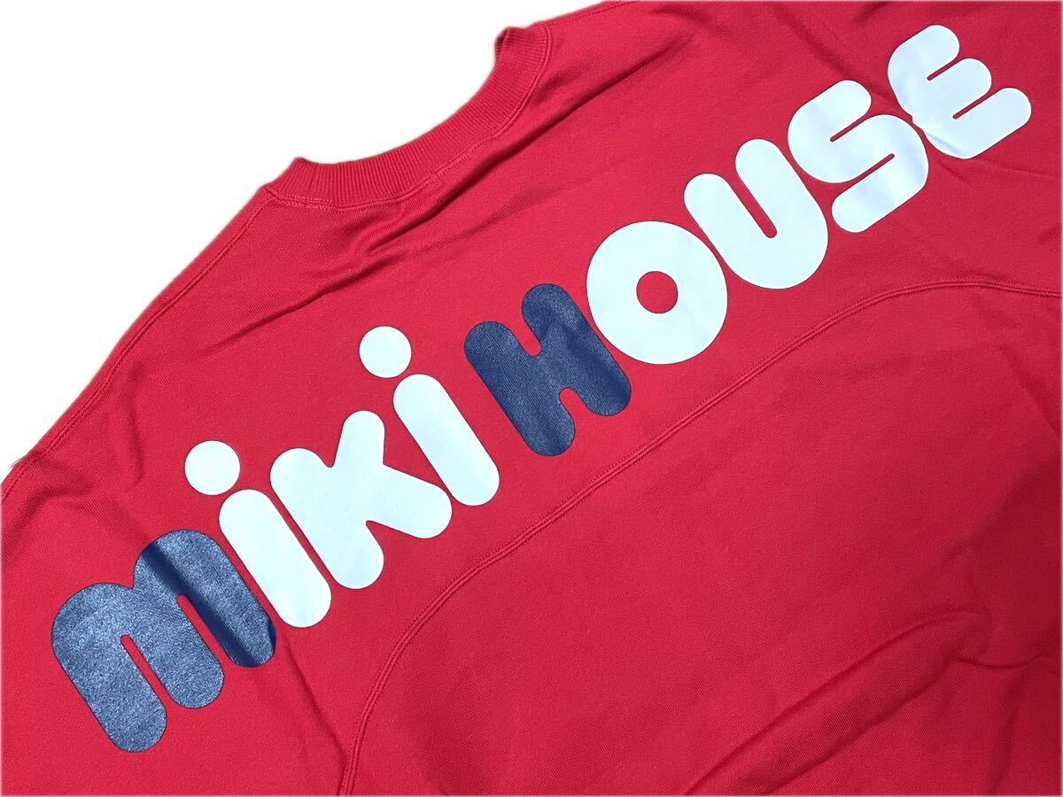77　新品本物即決【M】ミキハウス　日本製　MIKIHOUSE　大人用ユニセックス男女兼用　バックロゴ長袖トレーナー　赤ブランドトップス50周年_画像3