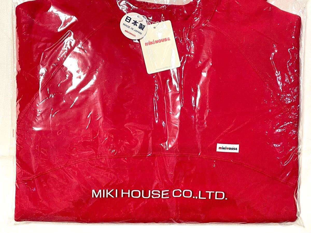 77　新品本物即決【M】ミキハウス　日本製　MIKIHOUSE　大人用ユニセックス男女兼用　バックロゴ長袖トレーナー　赤ブランドトップス50周年_画像10