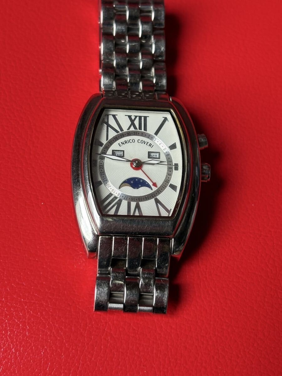 エンリココベリ デイデイト ムーンフェイス EC-3010 クォーツ メンズ 腕時計 ENRICO COVERI 未チェックのジャンク扱い_画像1