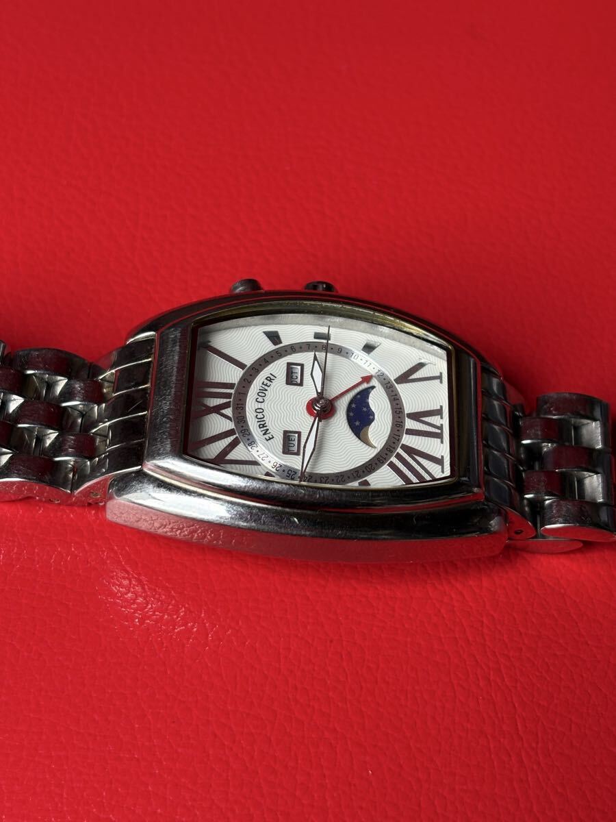 エンリココベリ デイデイト ムーンフェイス EC-3010 クォーツ メンズ 腕時計 ENRICO COVERI 未チェックのジャンク扱い_画像2