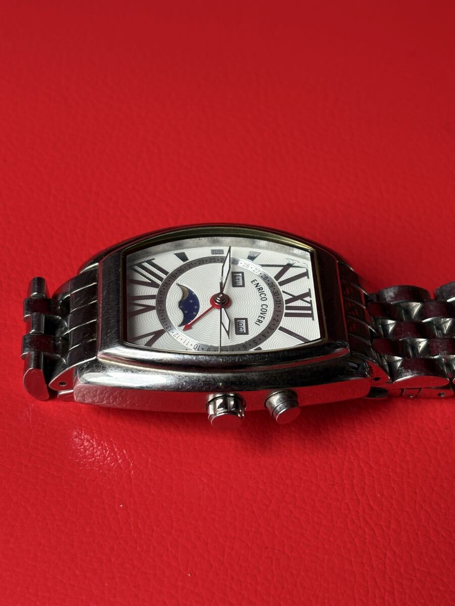 エンリココベリ デイデイト ムーンフェイス EC-3010 クォーツ メンズ 腕時計 ENRICO COVERI 未チェックのジャンク扱い_画像3