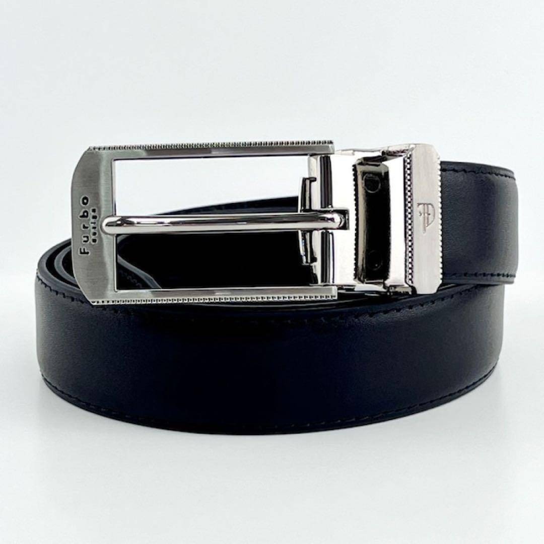 Furbo design 本革 牛革 ベルト ブラック×シルバー 高級感◎ ビジネス 冠婚葬祭 B級品特価_画像5