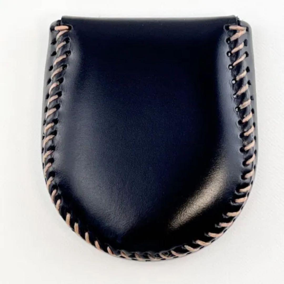 本革 小銭入れ 手縫い コンパクト財布 メンズ レディース ギフトにも 高見え 黒 ブラック_画像1