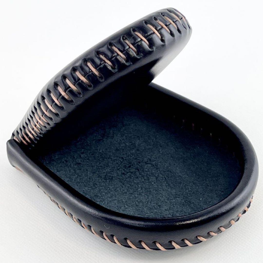 本革 小銭入れ 手縫い コンパクト財布 メンズ レディース ギフトにも 高見え 黒 ブラック_画像2