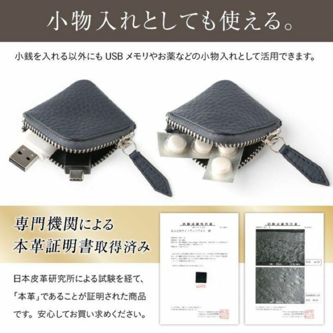 本革 小銭入れ メンズ 薄型 極小 グレー 財布 レザー YKKファスナー グレー_画像9