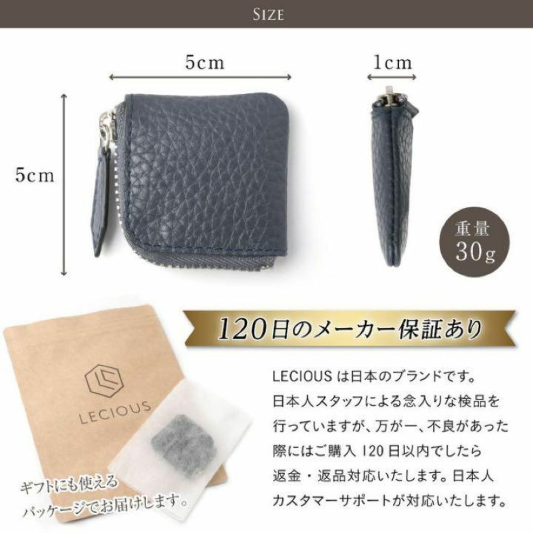 本革 小銭入れ メンズ 薄型 極小 グレー 財布 レザー YKKファスナー グレー_画像10