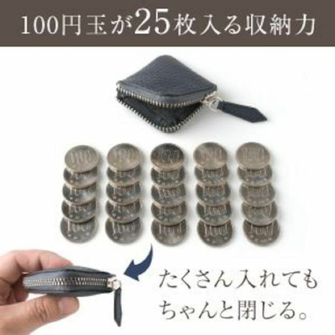 本革 コインケース 小銭入れ メンズ 薄型 コンパクト ギフトにも最適 ミニ財布 ネイビー_画像4