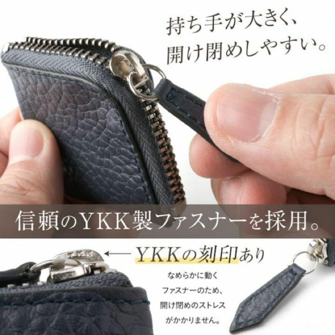 本革 コインケース 小銭入れ メンズ 薄型 コンパクト ギフトにも最適 ミニ財布 ネイビー_画像7