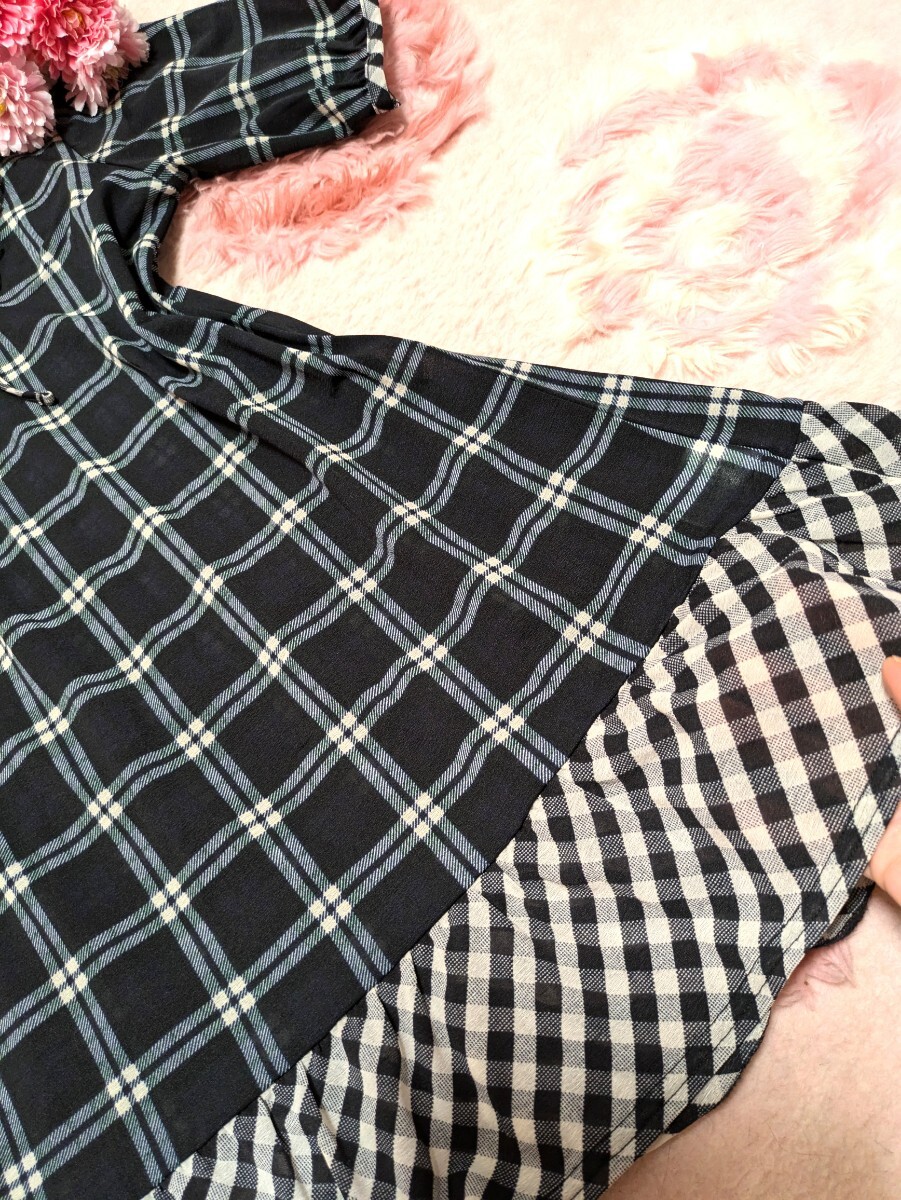 EASTBOY◆黒×紺色◆チェック◆フリフリ◆フリル◆激カワ◆チュニワンピース_画像5