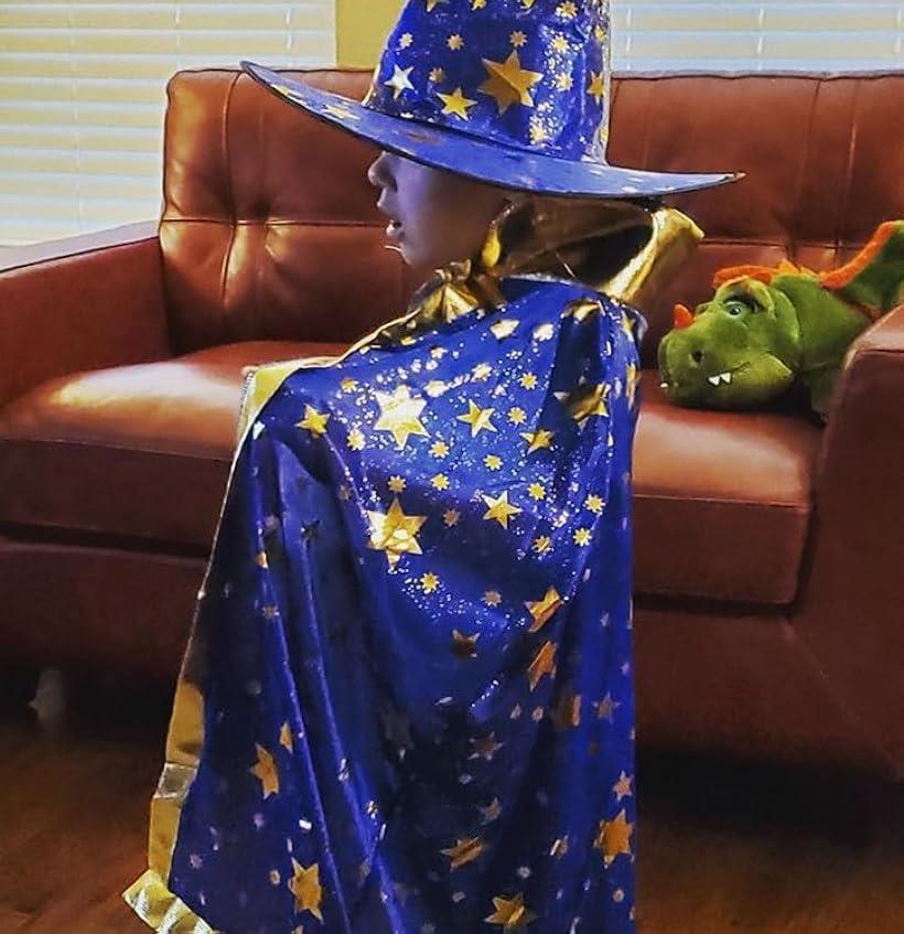 ハロウィン マント&帽子 セット キッズ コスプレ 子供用 ブルー フリーサイズ_画像4
