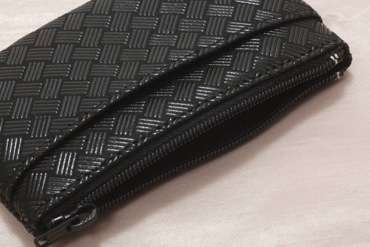 ☆新品・未使用☆　甲州印伝　印傳屋　小銭入02　Ｎo.1002　網代編柄　黒×黒_画像9