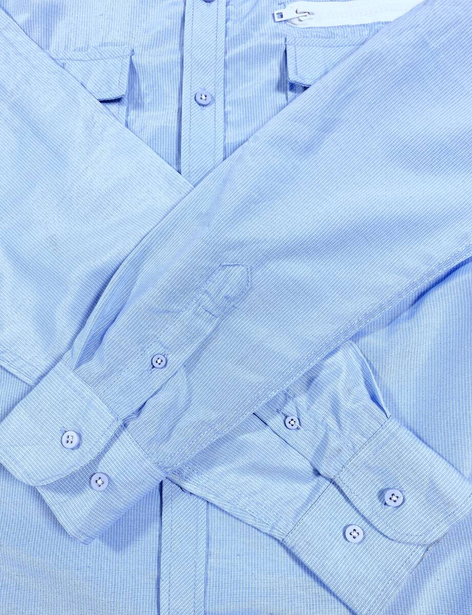 年末特価 TRUE ROCK ヘブリンブルー系柄 長袖セミワイドカラーシャツ M (US-FIT) US輸入本場古着 PSA-203_画像5