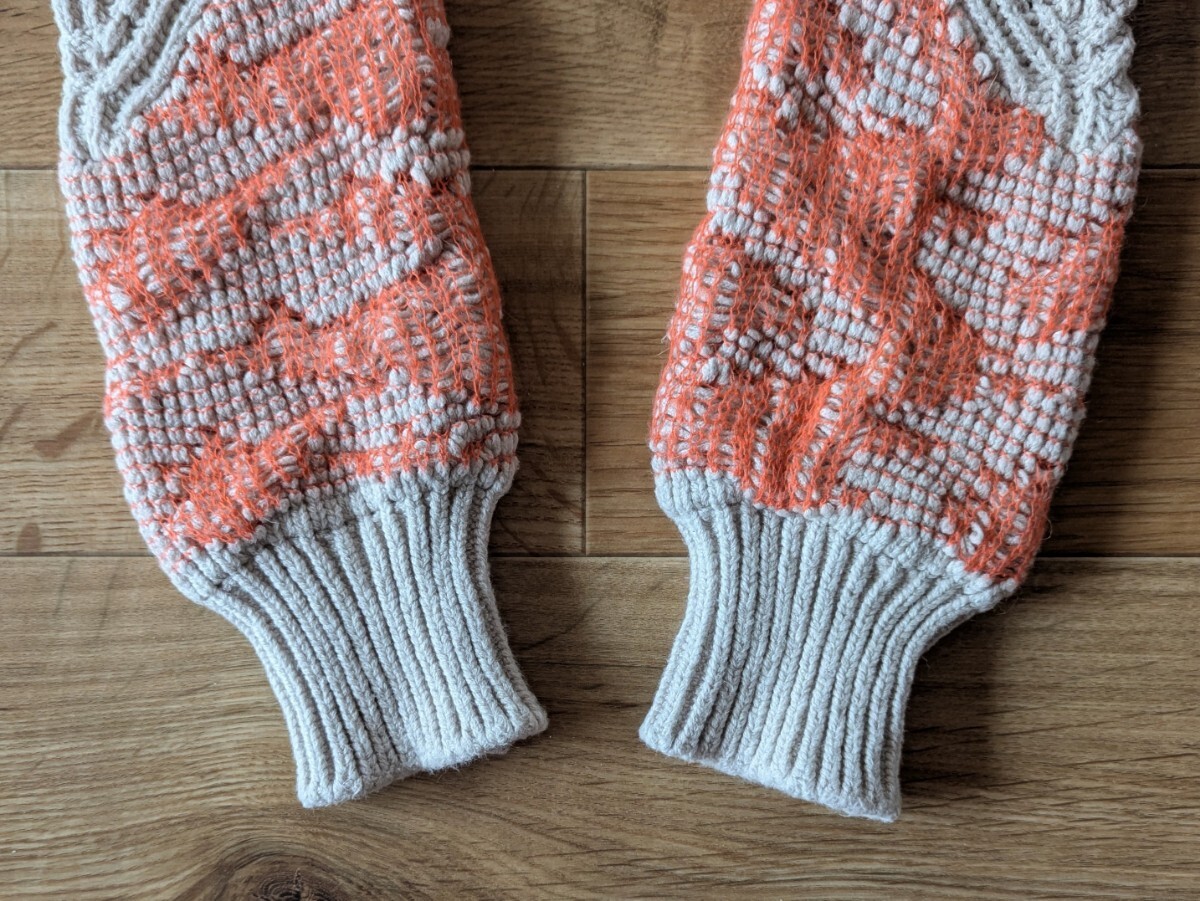 STEFANEL ステファネル ニット コットン セーター 75%Cotton 25%Polyester XSサイズ ベージュ×オレンジ モルドバ製 イタリア 古着 used _画像7