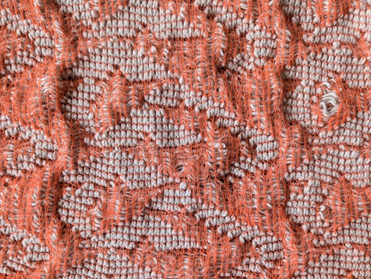 STEFANEL ステファネル ニット コットン セーター 75%Cotton 25%Polyester XSサイズ ベージュ×オレンジ モルドバ製 イタリア 古着 used _画像5