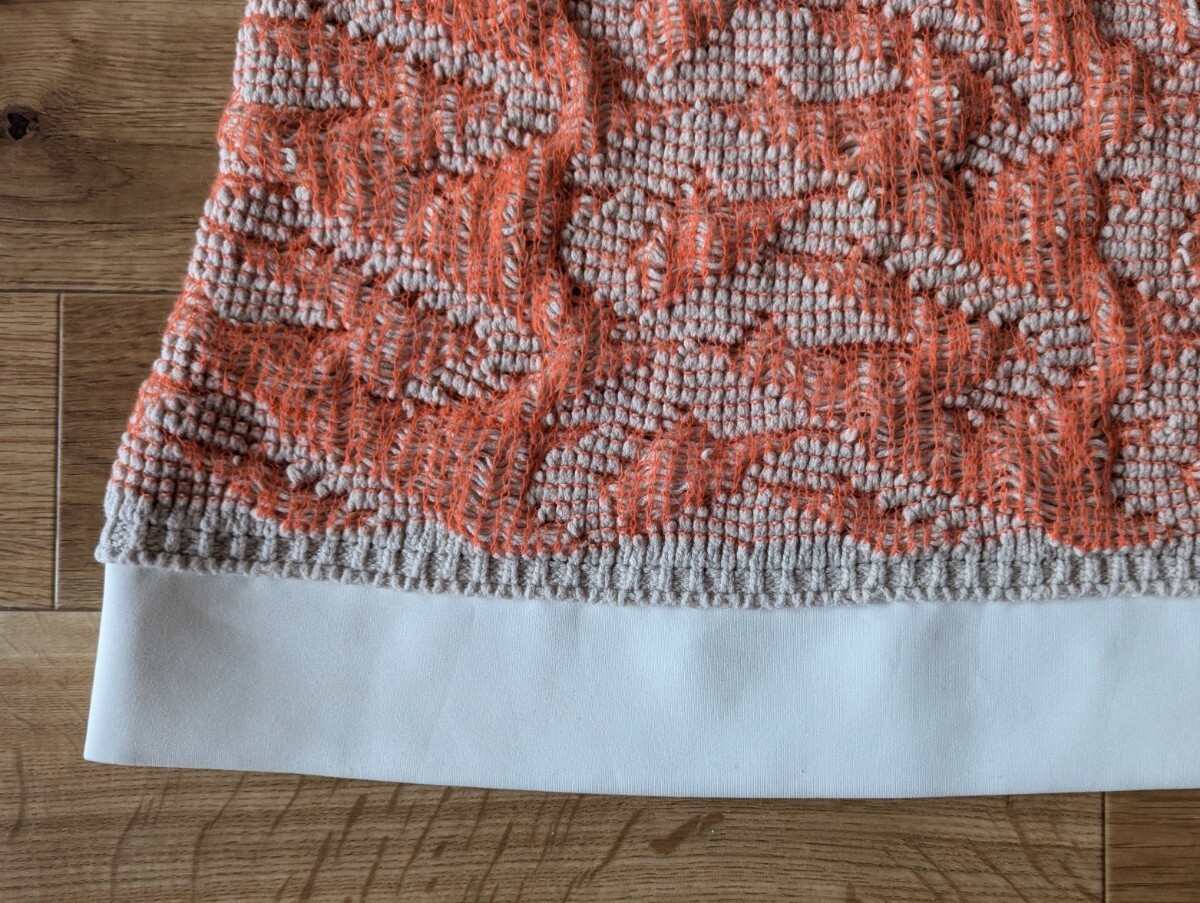 STEFANEL ステファネル ニット コットン セーター 75%Cotton 25%Polyester XSサイズ ベージュ×オレンジ モルドバ製 イタリア 古着 used _画像6