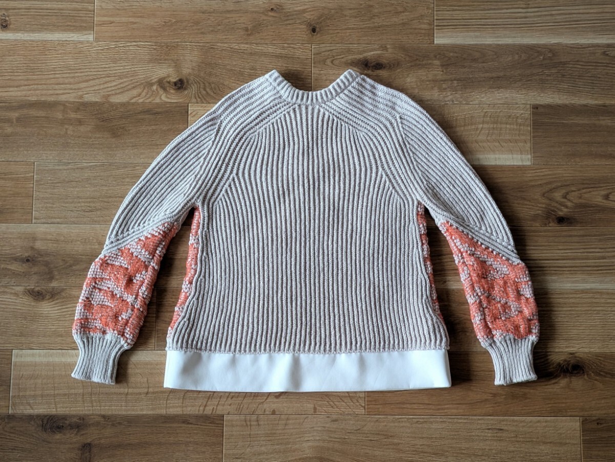 STEFANEL ステファネル ニット コットン セーター 75%Cotton 25%Polyester XSサイズ ベージュ×オレンジ モルドバ製 イタリア 古着 used _画像10