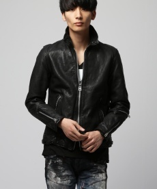 試着のみ BLACK by VANQUISH ベジタブルシープレザーライダース backlash_画像1