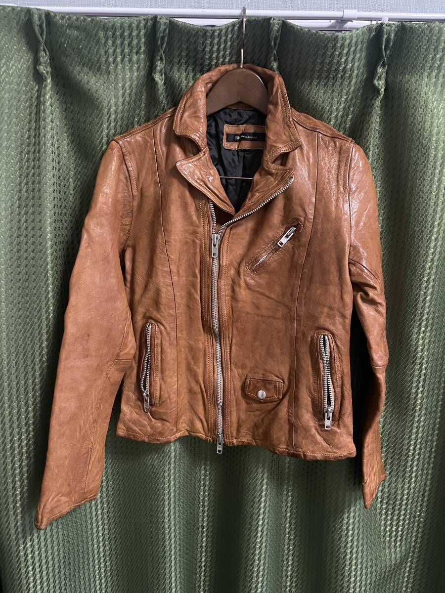 試着のみ　BLACK by VANQUISH ベジタブルシープレザーライダース キャラメル backlash_画像2