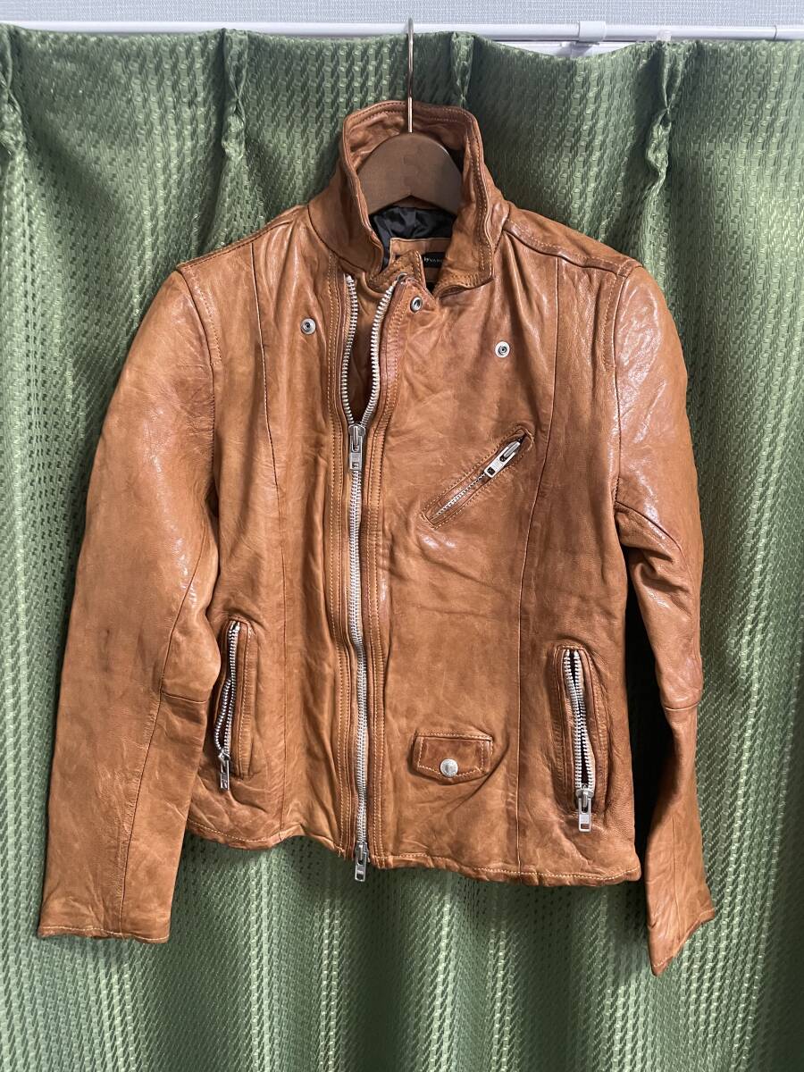 試着のみ　BLACK by VANQUISH ベジタブルシープレザーライダース キャラメル backlash_画像3