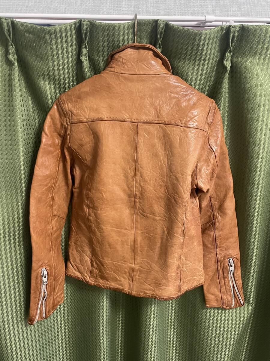 試着のみ　BLACK by VANQUISH ベジタブルシープレザーライダース キャラメル backlash_画像4