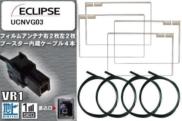 フィルムアンテナ ケーブル 4本 セット 地デジ イクリプス ECLIPSE 用 UCNVG03 対応 ワンセグ フルセグ VR1_画像1
