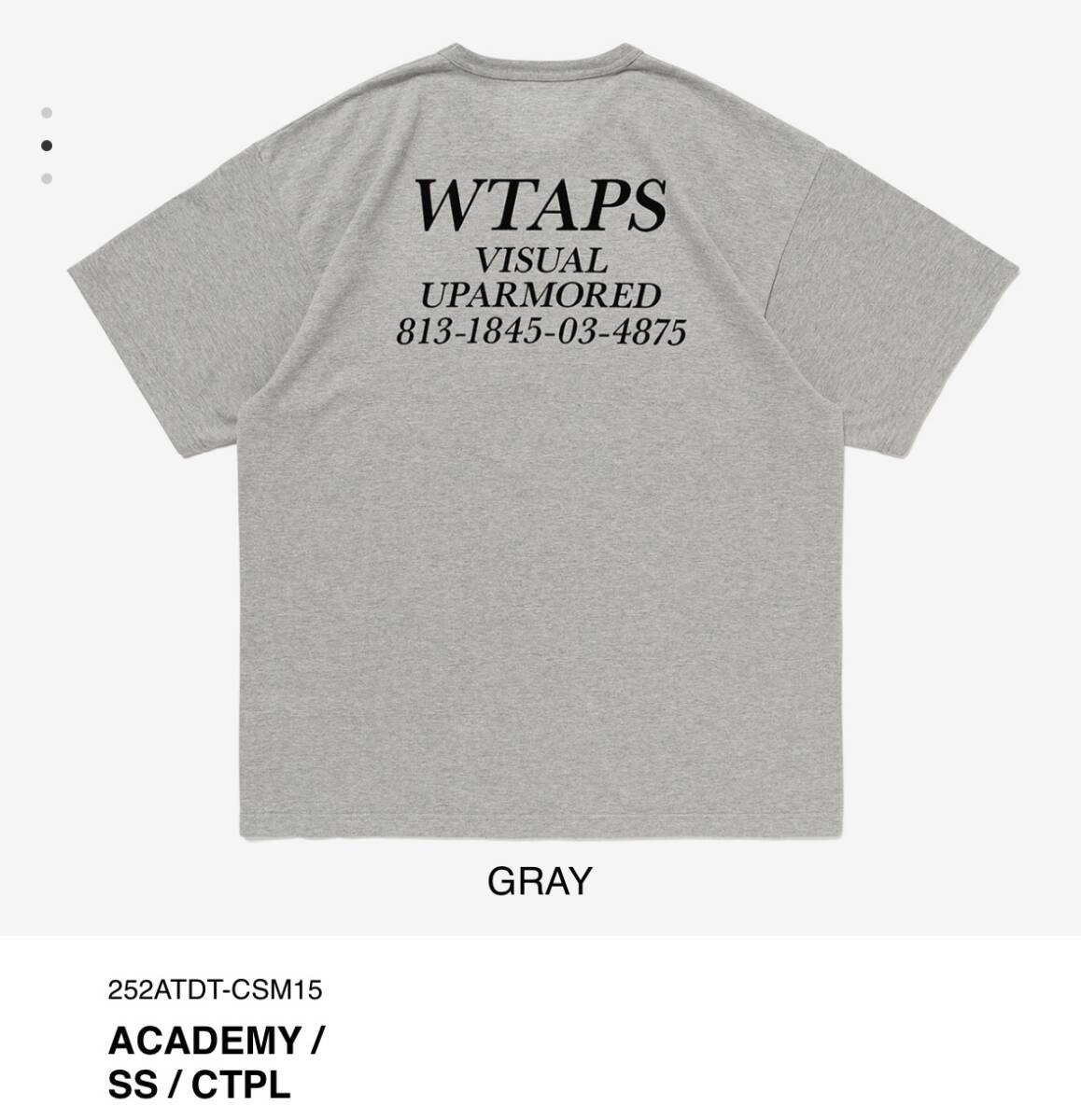 2025秋冬 Lサイズ/サイズ03 ACADEMY / SS / CTPL グレー ダブルタップス WTAPS 252ATDT-CSM15_画像1