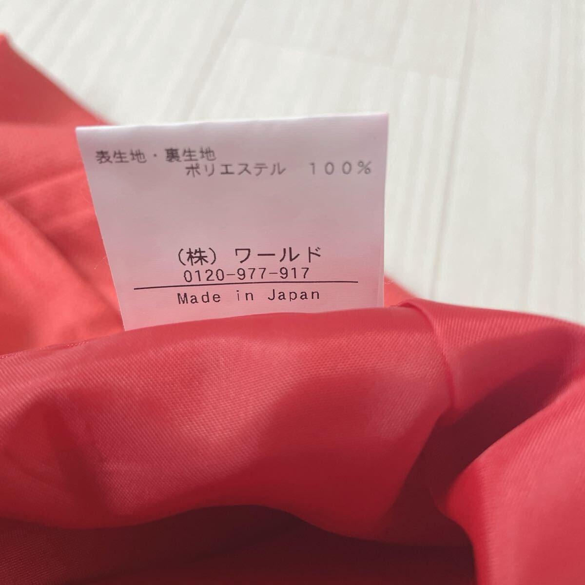 【美品】CROLLA クローラ 日本製 台形スカート 膝上丈 ミニスカート サイドファスナー コーラルピンク サイズ38 春夏秋 ワールド 薄手_画像8