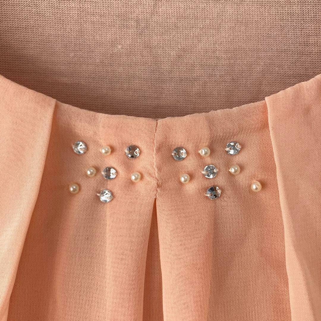 ☆オフオン OFUON☆ブラウス カットソー オレンジ系 [40] L 長袖 ビーズ 装飾 フリル レディース トップス [送料無料☆匿名配送] t5882_画像4