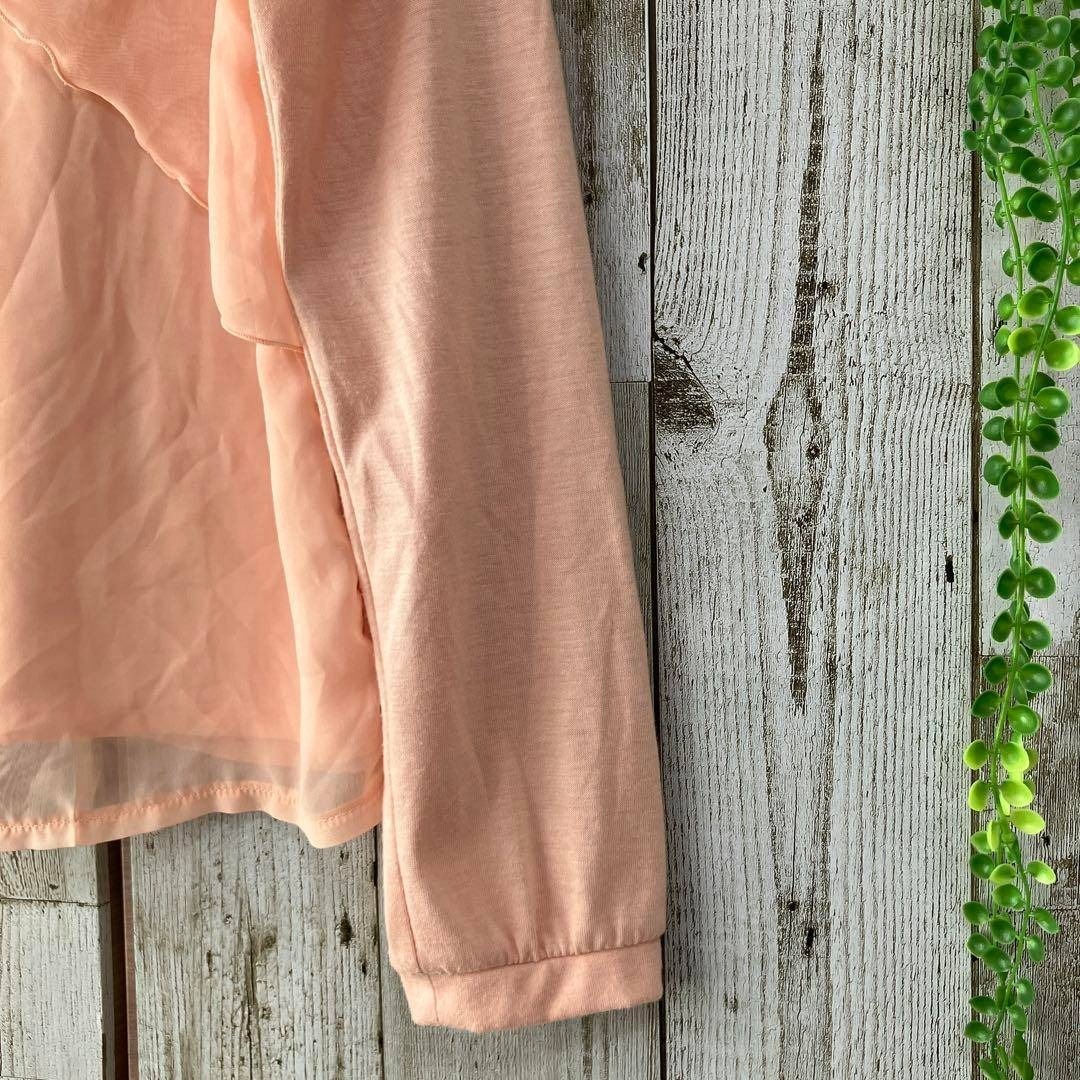 ☆オフオン OFUON☆ブラウス カットソー オレンジ系 [40] L 長袖 ビーズ 装飾 フリル レディース トップス [送料無料☆匿名配送] t5882_画像6