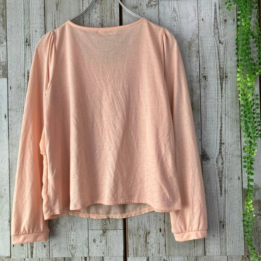 ☆オフオン OFUON☆ブラウス カットソー オレンジ系 [40] L 長袖 ビーズ 装飾 フリル レディース トップス [送料無料☆匿名配送] t5882_画像8