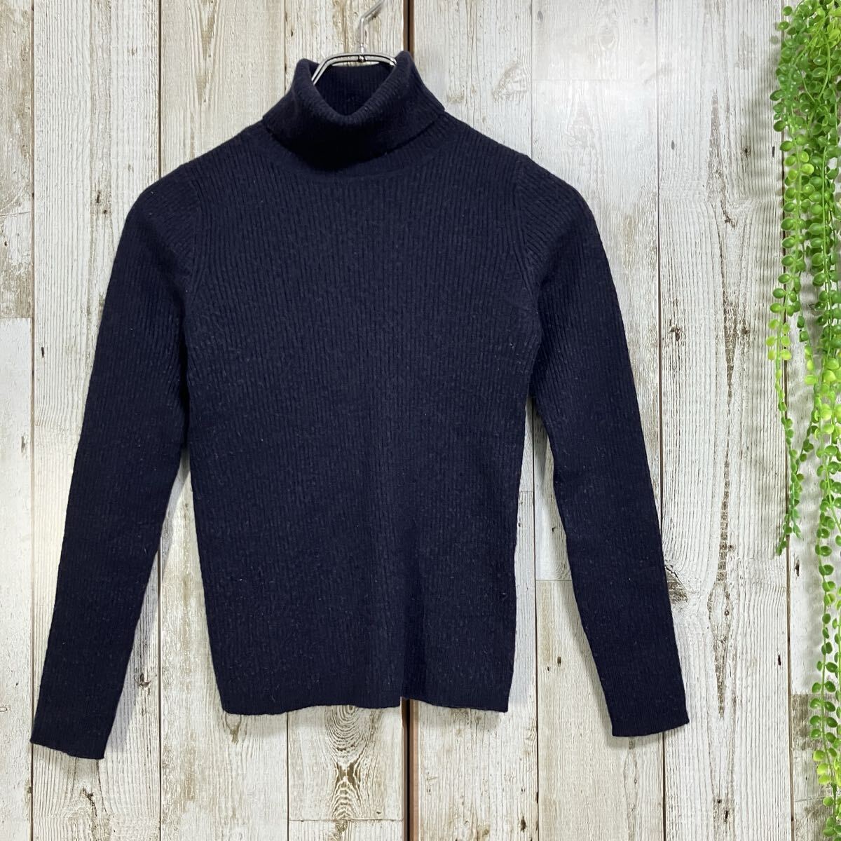 ☆COMME CA ISM コムサイズム☆ニット セーター M タートルネック タイト 長袖 パープル レディース ウール混 [送料無料☆匿名配送] p6106_画像1