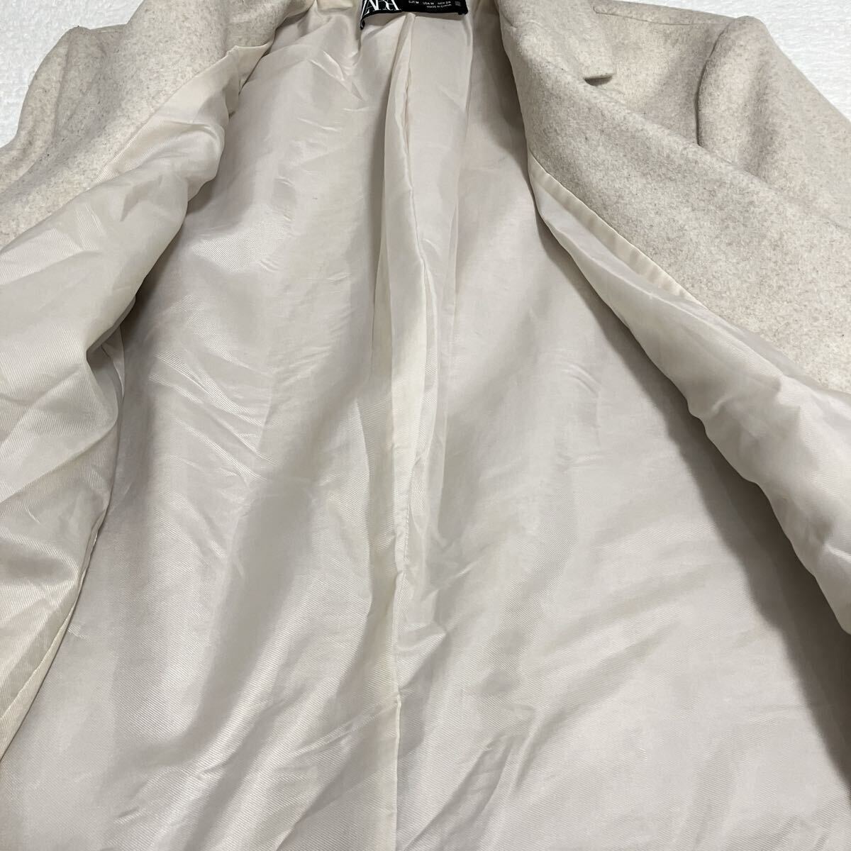 ☆ZARA ザラ☆コート チェスターコート アウター オフホワイト アイボリー系 M レディース 裏地あり 起毛 [送料無料☆匿名配送] ☆6204_画像9