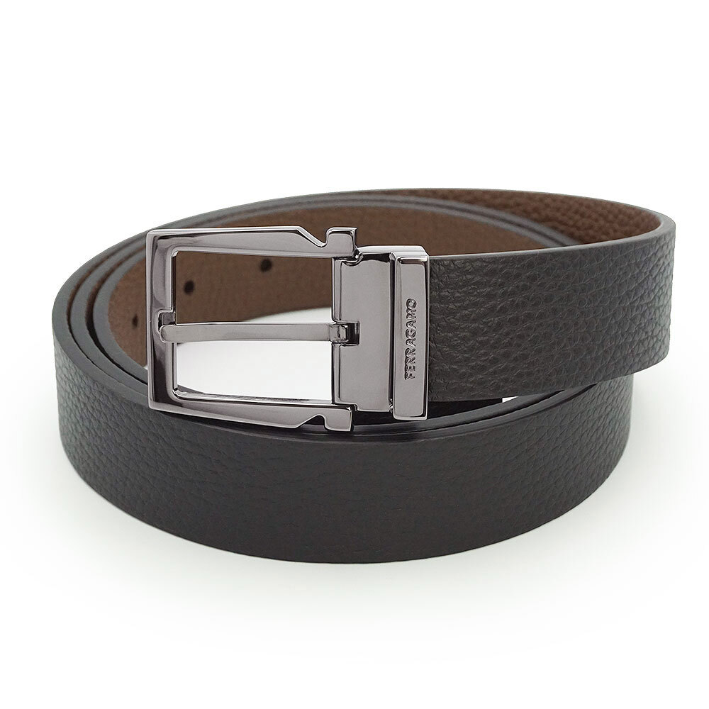 ( новый товар * не использовался товар ) Salvatore Ferragamo Salvatore Ferragamo двусторонний ремень машина fs gold кожа Brown черный 670253