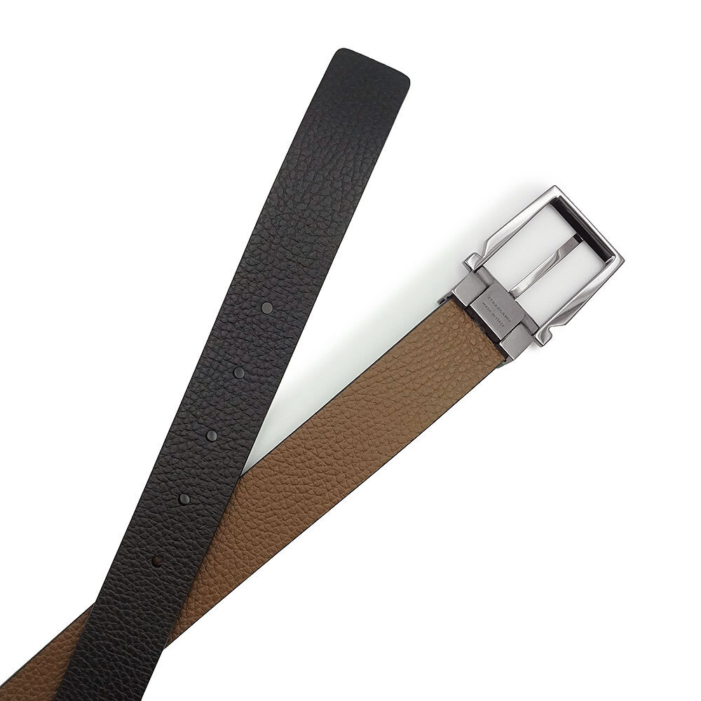 ( новый товар * не использовался товар ) Salvatore Ferragamo Salvatore Ferragamo двусторонний ремень машина fs gold кожа Brown черный 670253