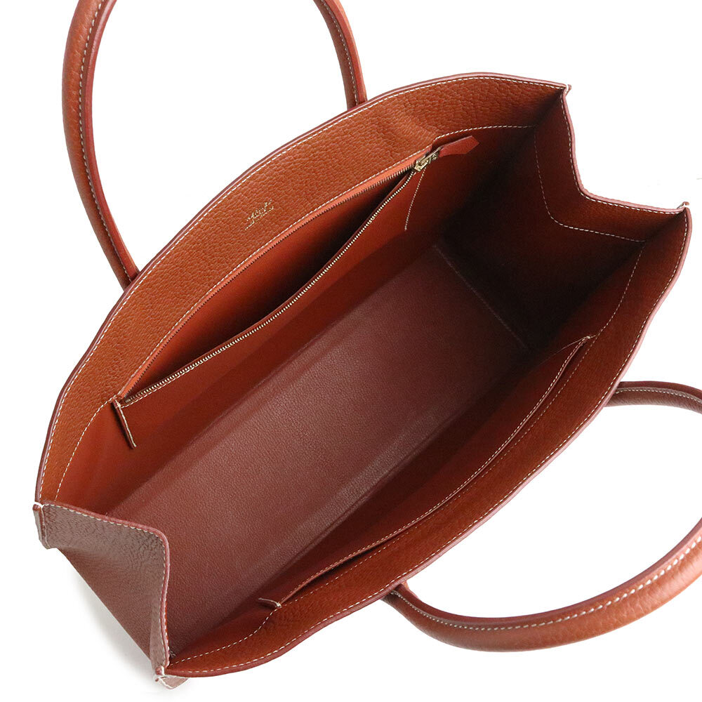 (未使用 展示品)エルメス HERMES ホワイトバス GM 40 ハンドバッグ フィヨルド レザー ノワゼット ブラウン 茶 ゴールド金具 □C刻印_画像3
