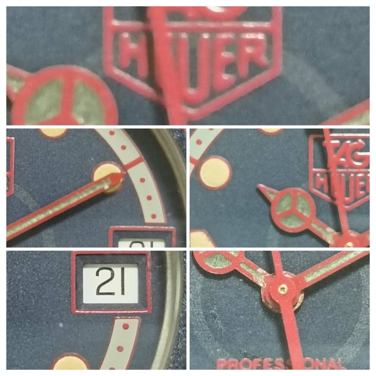 R【TAGHEUER】タグホイヤー  腕時計  WA1210  クォーツ 稼働なし ウレタンベルト ユニセックス スイス 電池切れ ネイビー×赤の画像4