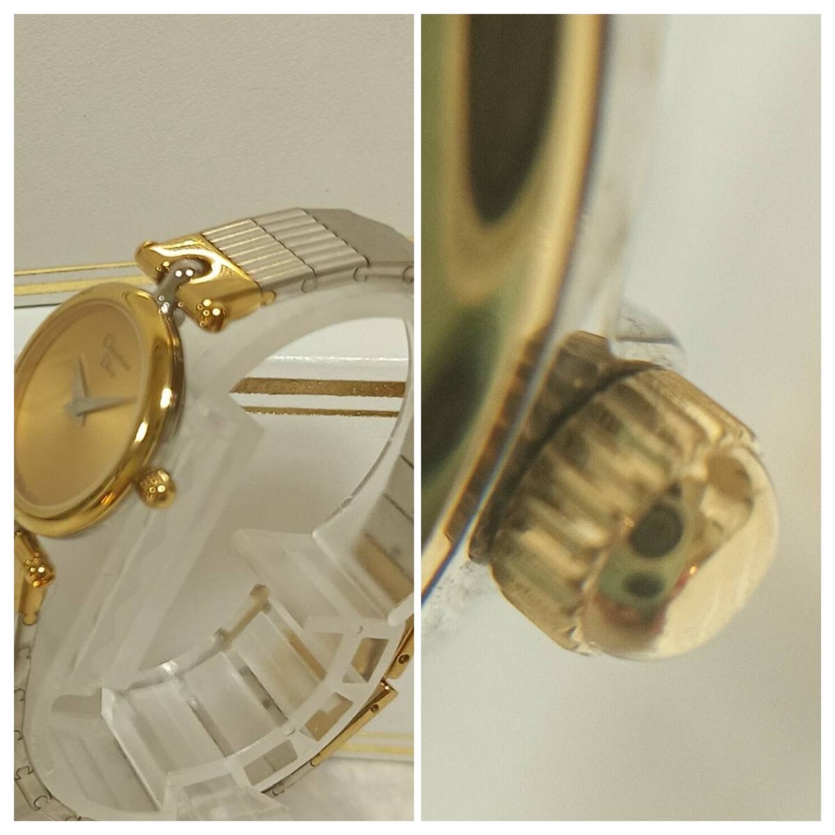 R[ChristianDior] Christian Dior Gold цвет наручные часы кварц разряженная батарея 2 игла пара часы Christian Dior...