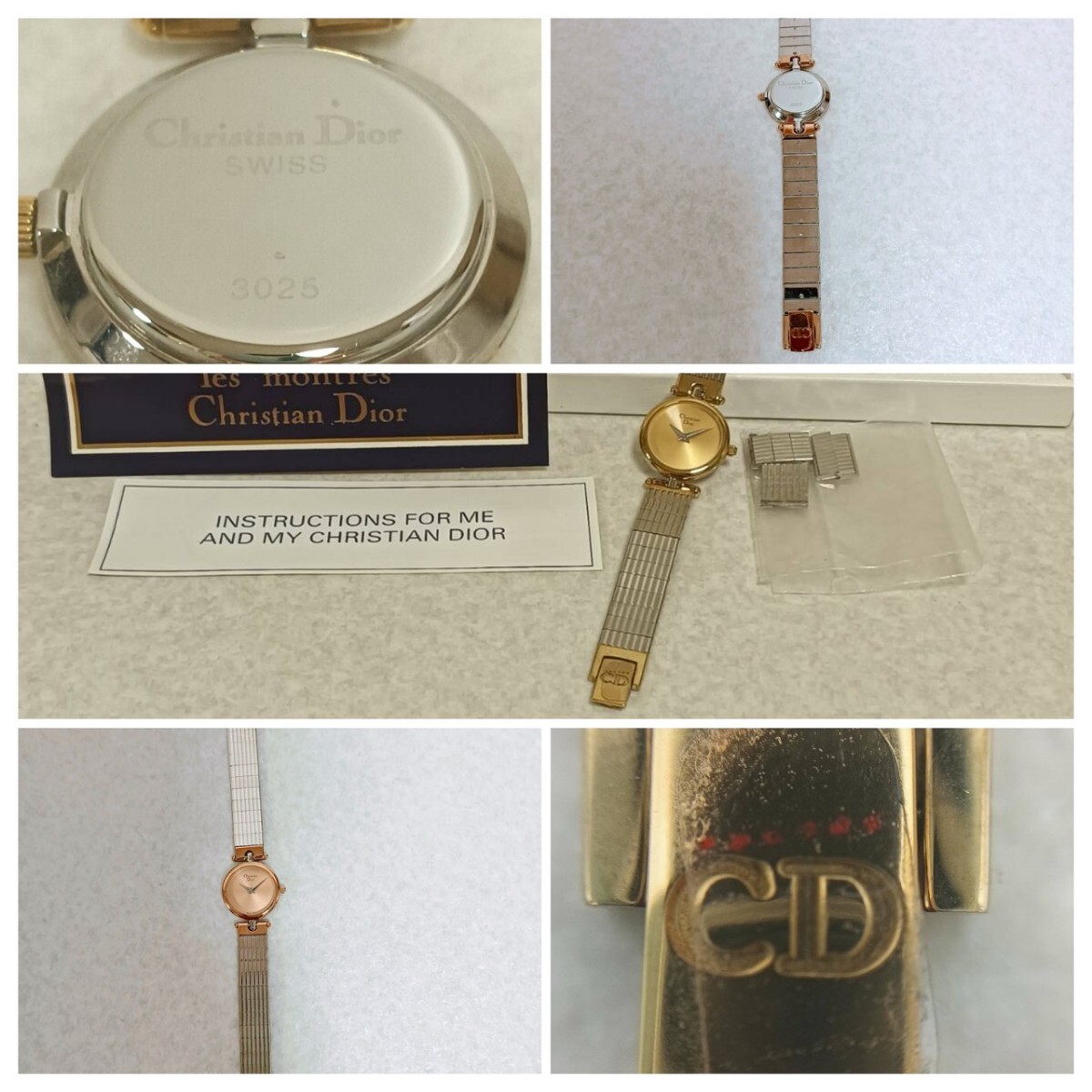 R[ChristianDior] Christian Dior Gold цвет наручные часы кварц разряженная батарея 2 игла пара часы Christian Dior...