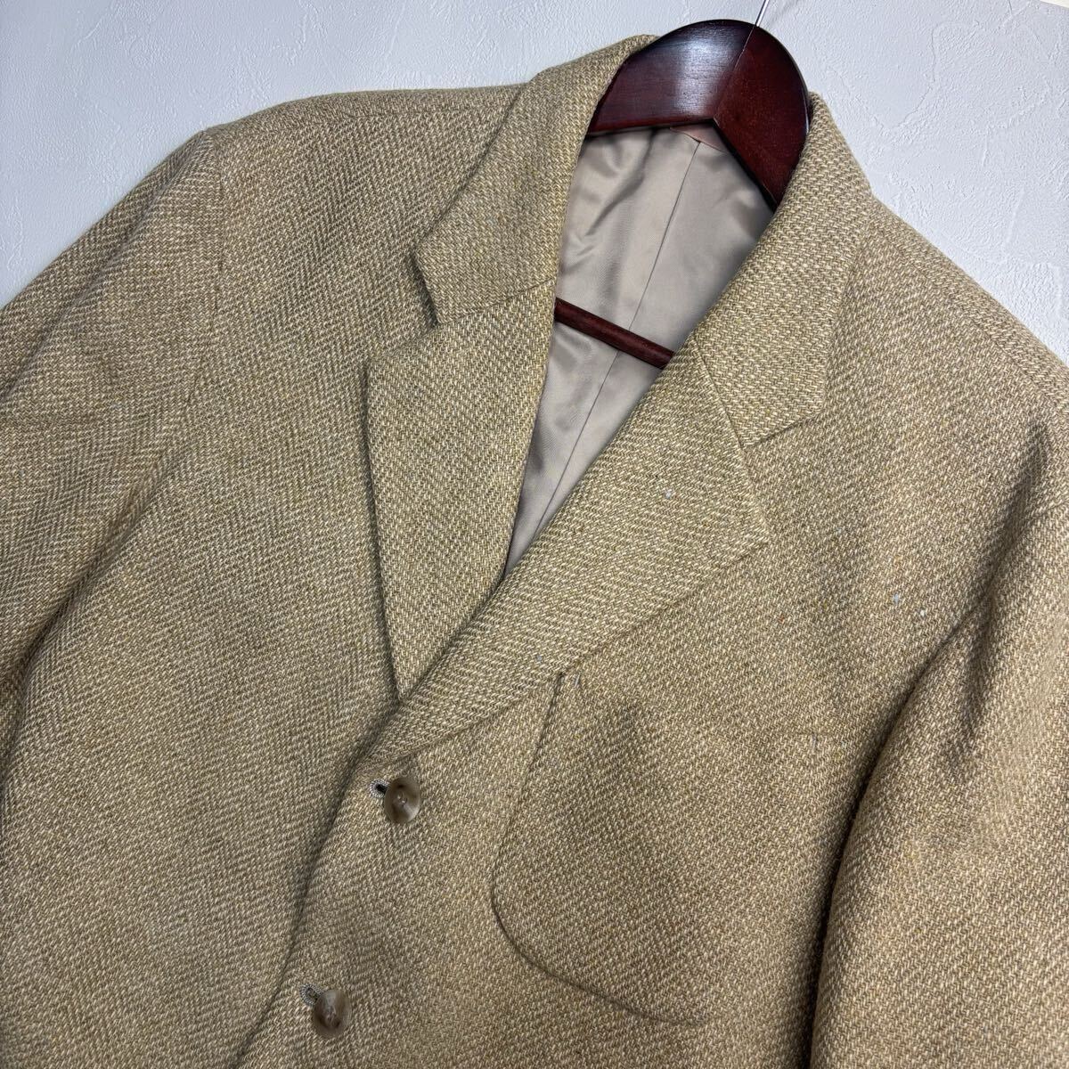 美品/Lサイズ★ ハーベストラグジュアリー HARVEST LUXURY×MAGEE社 テーラードジャケット アルパカ混 ツイード ベージュ 48サイズ メンズ