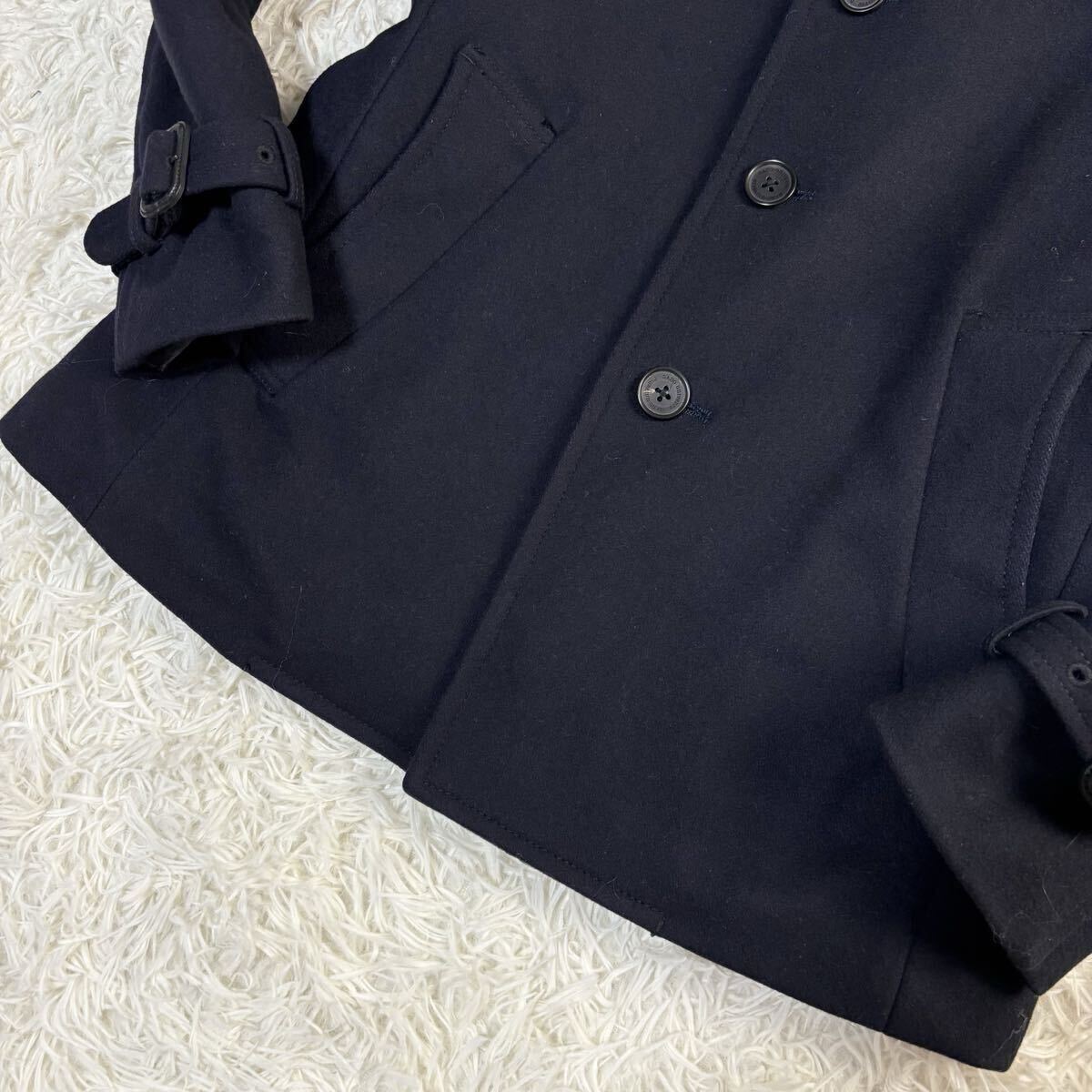 美品/Lサイズ★ ナノユニバース NANO UNIVERSE Pコート メルトン カシミヤ混 キルティング 中綿 イタリア生地 ショートコート メンズ_画像4