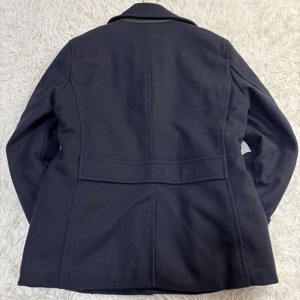 美品/Lサイズ★ ナノユニバース NANO UNIVERSE Pコート メルトン カシミヤ混 キルティング 中綿 イタリア生地 ショートコート メンズ_画像6