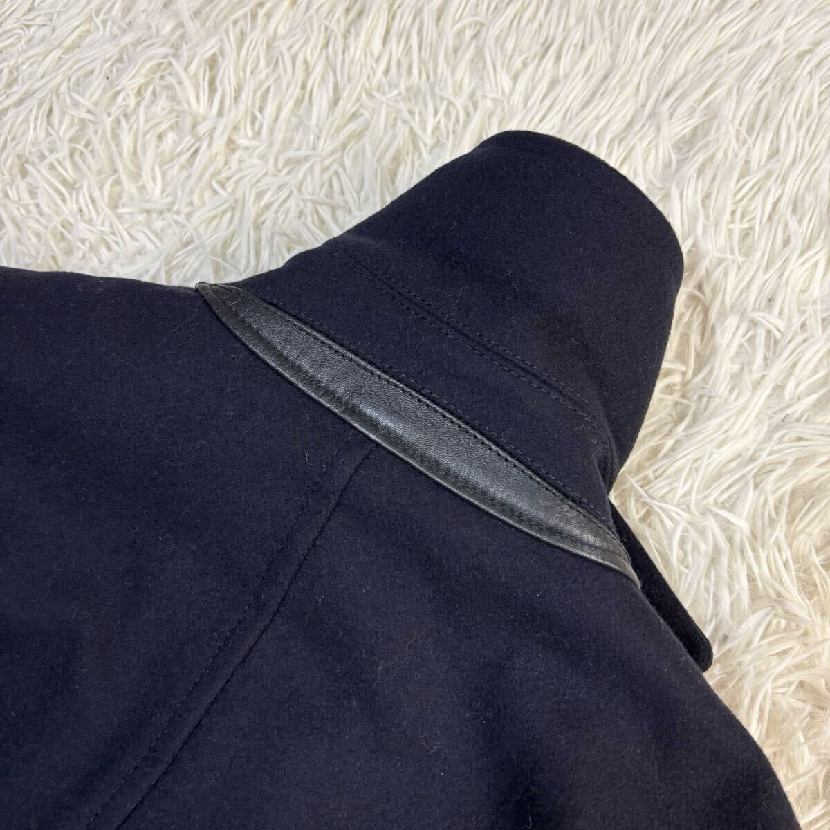 美品/Lサイズ★ ナノユニバース NANO UNIVERSE Pコート メルトン カシミヤ混 キルティング 中綿 イタリア生地 ショートコート メンズ_画像8