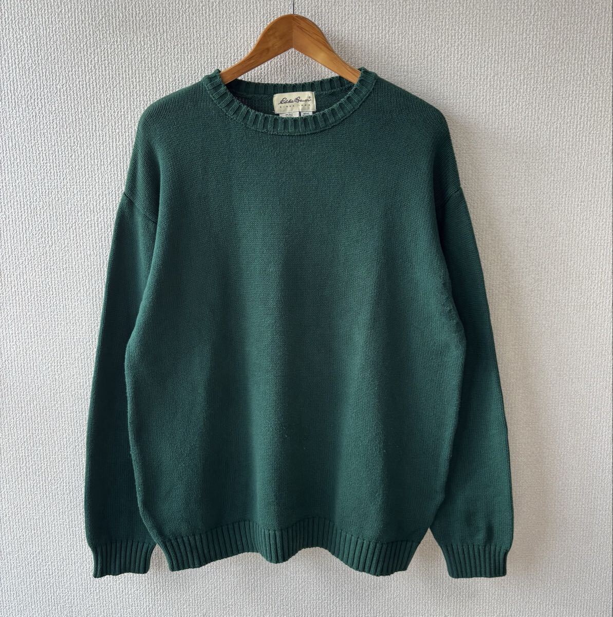 90s USA製 Eddie Bauer コットン ニット セーター XL アメリカ製 エディーバウアー _画像1